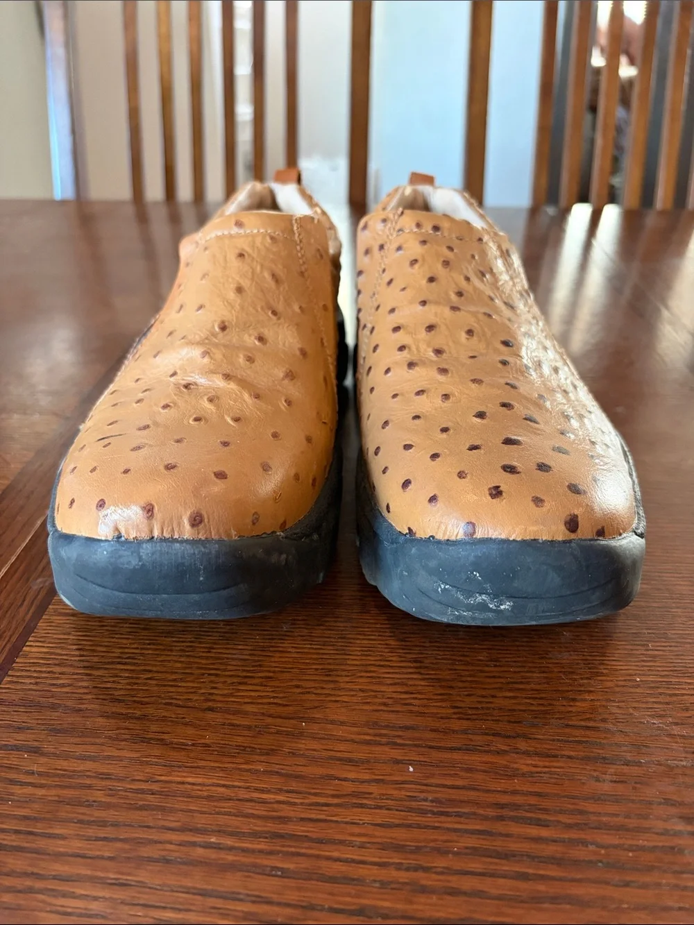 Roper Men's Tan/Brown Ostrich-Textured Slip-On Shoes